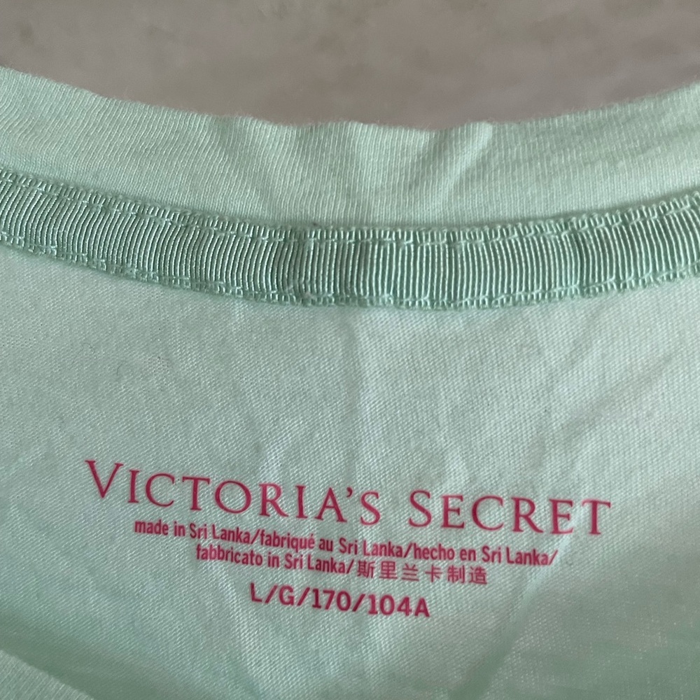 Victoria's Secret Light Green Tee with Silver Graphic - Picture 3 of 4